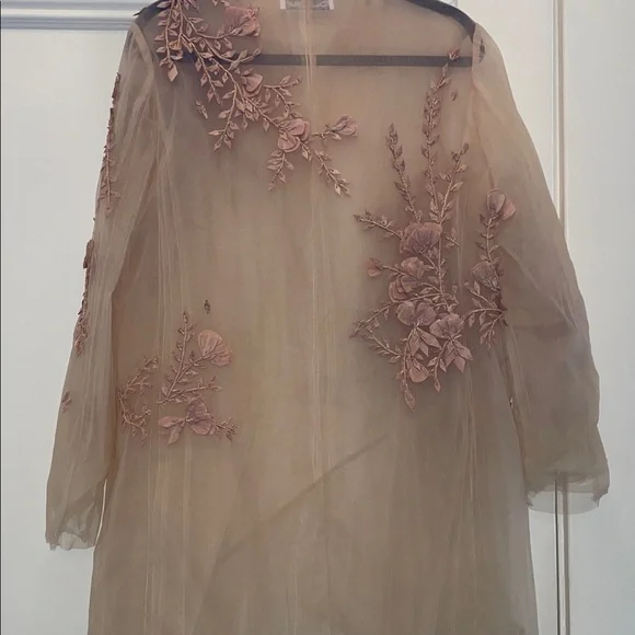 Oscar de la Renta tulle nude Floral embroidered jacket - Picture 8 of 8